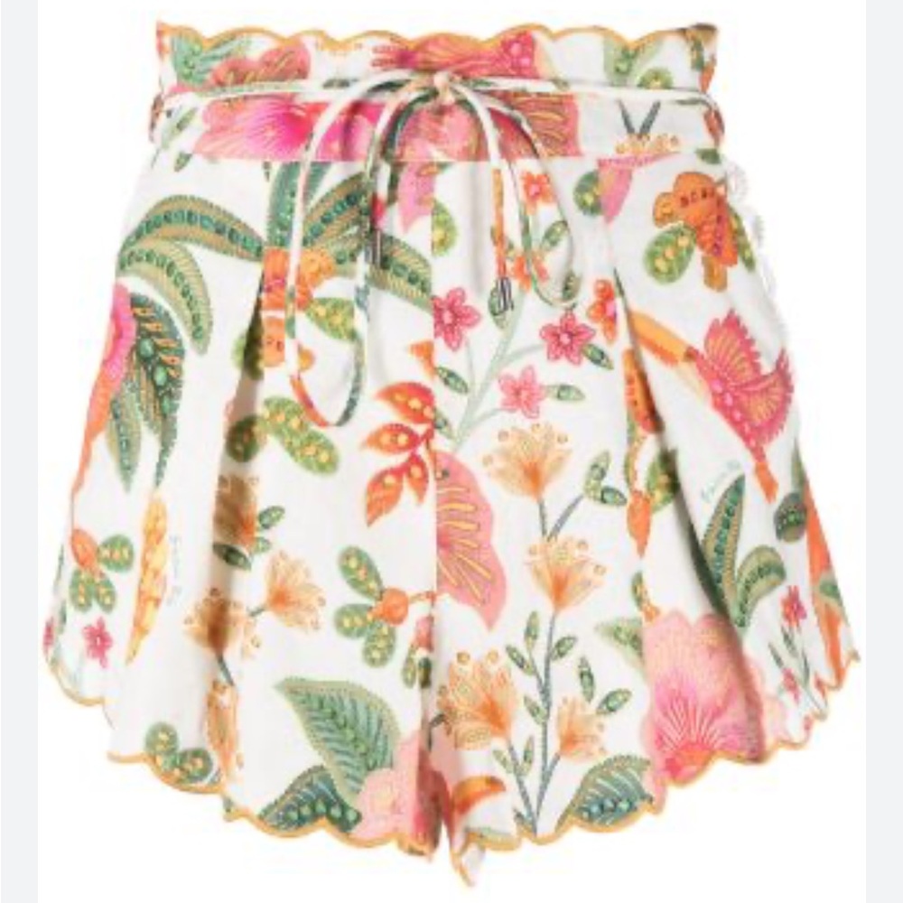 FARM Rio Macaw Bloom linen mini shorts